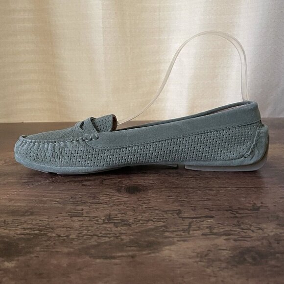 Aquatalia Mens Bruce Weatherproof Driving Shoe 9.5 Sage Green Suede Moc Loafer main image 9